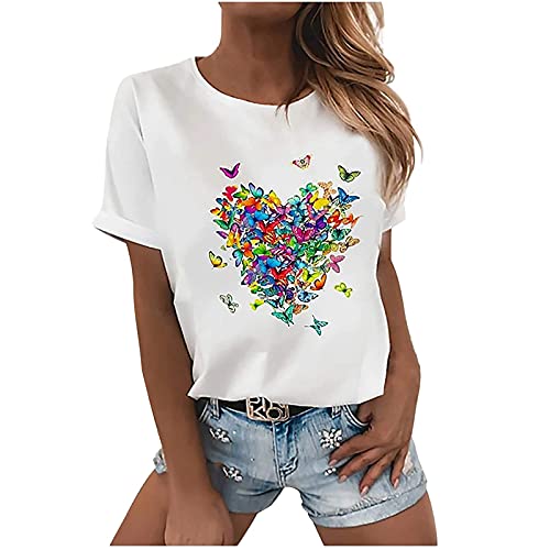 Tshirt Damen Lässige Elektrokardiogramm Druck Oberteile Herzschlagkurve Pullover T-shirt Einfarbiges Basic Shirt Rundhals Kurzarm Sommer Tops Lockere All-Match Tunika Bluse Laufshirt Sportshirt Tshirt Damen Lässige Elektrokardiogramm Druck Oberteile Herzschlagkurve Pullover T-shirt Einfarbiges Basic Shirt Rundhals Kurzarm Sommer Tops Lockere All-Match Tunika Bluse Laufshirt Sportshirt von Masrin