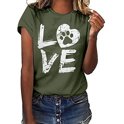 Tshirt Damen Lässige Elektrokardiogramm Druck Oberteile Herzschlagkurve Pullover T-shirt Einfarbiges Basic Shirt Rundhals Kurzarm Sommer Tops Lockere All-Match Tunika Bluse Laufshirt Sportshirt von Masrin