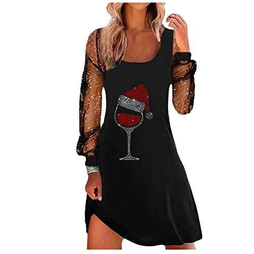 Weihnachtskleid Damen Rot Weinglas Strass Motiv Partykleid Elegantes Mesh Nähten Minikleid Rundhals langärmliges A-Linien Kleid Tunika Wickelkleid Weihnachten Blusenkleid Festkleid Ballkleid Weihnachtskleid Damen Rot Weinglas Strass Motiv Partykleid Elegantes Mesh Nähten Minikleid Rundhals langärmliges A-Linien Kleid Tunika Wickelkleid Weihnachten Blusenkleid Festkleid Ballkleid von Masrin