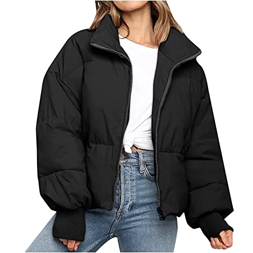Winterjacke Damen Einfarbige Daunenjacke Gepolsterter Mantel mit Stehkragen und Langen Ärmeln Cardigan Bluse mit Reißverschluss vorne Übergangsjacke Soft Shell Jacke Wintermantel Steppjacke Winterjacke Damen Einfarbige Daunenjacke Gepolsterter Mantel mit Stehkragen und Langen Ärmeln Cardigan Bluse mit Reißverschluss vorne Übergangsjacke Soft Shell Jacke Wintermantel Steppjacke von Masrin