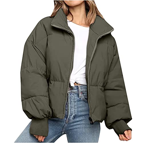 Winterjacke Damen Einfarbige Daunenjacke Gepolsterter Mantel mit Stehkragen und Langen Ärmeln Cardigan Bluse mit Reißverschluss vorne Übergangsjacke Soft Shell Jacke Wintermantel Steppjacke Winterjacke Damen Einfarbige Daunenjacke Gepolsterter Mantel mit Stehkragen und Langen Ärmeln Cardigan Bluse mit Reißverschluss vorne Übergangsjacke Soft Shell Jacke Wintermantel Steppjacke von Masrin