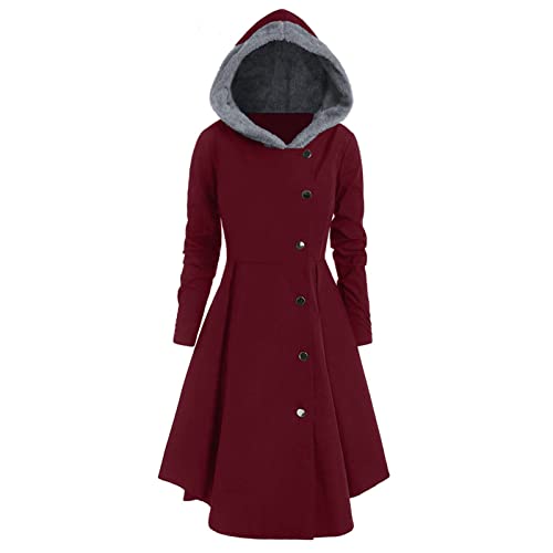 Winterkleid Damen Lange Umhangkleider Einfarbiger Wollmantel mit Kapuze Warmer Plüsch Wintermantel Langärmeliges A-Linien Kleid Tunika Skaterkleid Hoodie Mantel Cloak Midikleid Winterkleid Damen Lange Umhangkleider Einfarbiger Wollmantel mit Kapuze Warmer Plüsch Wintermantel Langärmeliges A-Linien Kleid Tunika Skaterkleid Hoodie Mantel Cloak Midikleid von Masrin