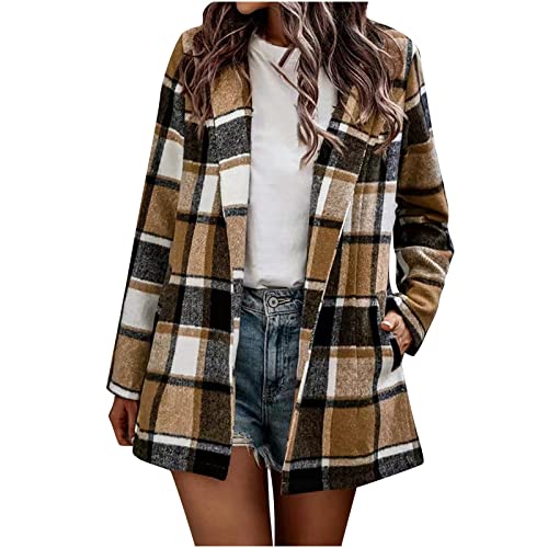 Wollmantel Damen Klassischer Karo Hemdmantel Revers Langarm Herbstmantel Knöpfen Übergangsmantel mit Taschen Wintermantel Hemdjacke Wolljacke Arbeitsmantel Holzfällerjacke Geschenk für Frauen Wollmantel Damen Klassischer Karo Hemdmantel Revers Langarm Herbstmantel Knöpfen Übergangsmantel mit Taschen Wintermantel Hemdjacke Wolljacke Arbeitsmantel Holzfällerjacke Geschenk für Frauen von Masrin