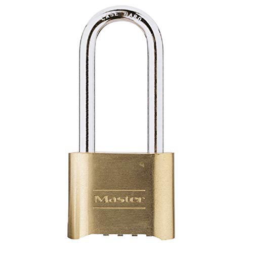 Master Lock 175EURDLH Zertifiziertes Zahlenschloss mit massivem Gehäuse und Langem Bügel, Gold, 10,7 x 5,1 x 2,4 cm von Master Lock