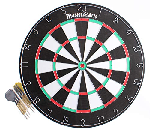 Masterdarts Dartscheibe mit 6 Darts Pfeile - Dartboard Ø45cm - Dartpfeile Metallspitze - Dartscheibe Kork mit Aufhänge Haken - Dart Set - Schwarz/Rot/Weiß/Grün Masterdarts Dartscheibe mit 6 Darts Pfeile - Dartboard Ø45cm - Dartpfeile Metallspitze - Dartscheibe Kork mit Aufhänge Haken - Dart Set - Schwarz/Rot/Weiß/Grün von Masterdarts
