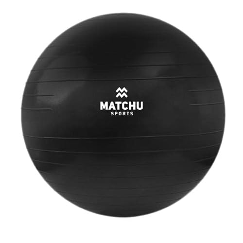 Matchu Sports | Fitnessball | Gymnastikball | Fitness Ball | Sitzball | Schwangerschaftsball | Inklusive Pumpe | Schwarz | Durchmesser 85CM von Matchu Sports