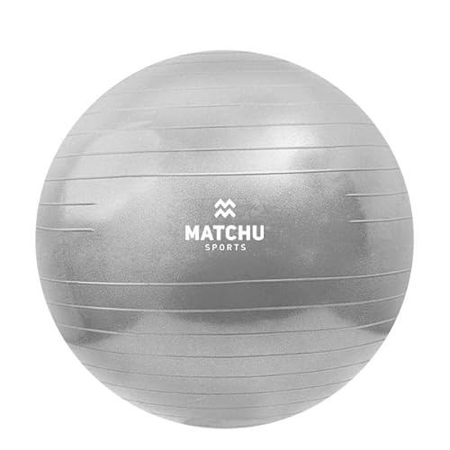 Matchu Sports | Fitnessball | Gymnastikball | Fitness Ball | Sitzball | Schwangerschaftsball | Inklusive Pumpe | Silber | Durchmesser 65CM von Matchu Sports