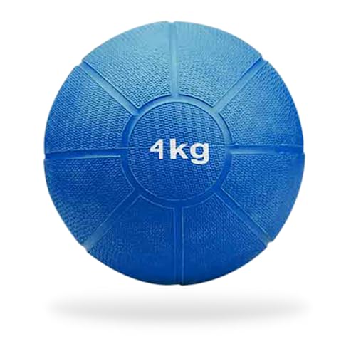Matchu Sports | Medizinball | Medicine Ball | Vollgummi | Durchmesser 21 cm | 4KG | Blau von Matchu Sports