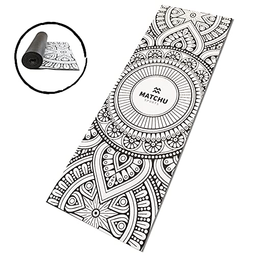 MATCHU - Yogamatte - Fitnessmatte - Gymnastikmatte - Anti-Rutsch - Verschiedene Materialien/Farben - Einfacher Transport - Leicht zu reinigen (Schwarz/Weiß - PVC) MATCHU - Yogamatte - Fitnessmatte - Gymnastikmatte - Anti-Rutsch - Verschiedene Materialien/Farben - Einfacher Transport - Leicht zu reinigen (Schwarz/Weiß - PVC) von MATCHU