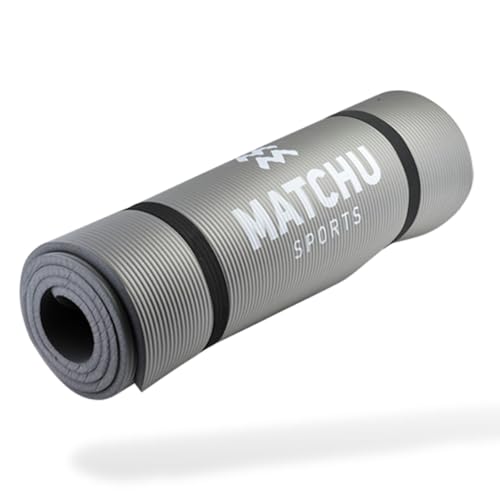 MATCHU - Yoga Matte - Sportmatte - Gymnastikmatte - Fitnessmatte - Rutschfest - 183x61x1 CM - Aus NBR - Wasserdicht - Aufrollbar - Inklusive Tragegurt - Einfach zu Reinigen - Grau MATCHU - Yoga Matte - Sportmatte - Gymnastikmatte - Fitnessmatte - Rutschfest - 183x61x1 CM - Aus NBR - Wasserdicht - Aufrollbar - Inklusive Tragegurt - Einfach zu Reinigen - Grau von MATCHU