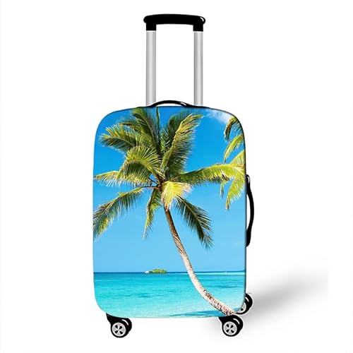 Kofferschutzhülle Elastisch Kofferhülle 18-32 Zoll, Mateju Strand-Szenerie Gepäck Cover Reisekoffer Hülle Trolley Case Schutzhülle Luggage Cover Waschbare Staubdichte Kofferbezug (XL,Kokosnussbaum) von Mateju