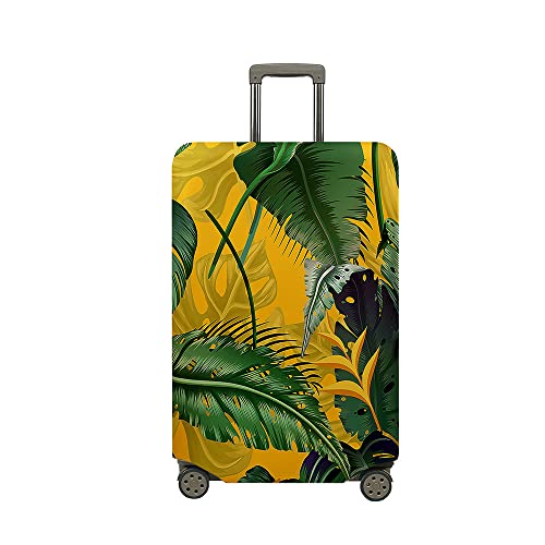Mateju 18"-32" Kofferschutzhülle, Tropische Pflanze Elastisch Kofferhülle Waschbar Koffer Schutzhülle aus Polyester, Kofferschutz Koffer Hülle mit Reißverschluss S-XL (Gelb,XL) von Mateju