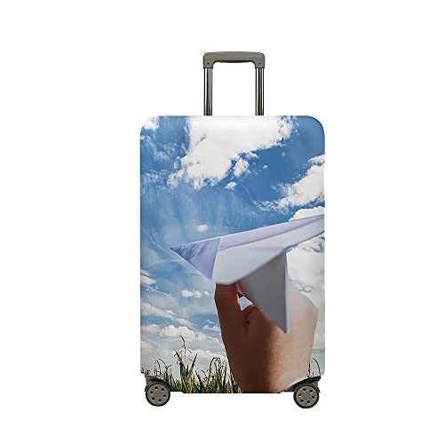 Mateju 18"-32" Kofferschutzhülle Elastisch Kofferhülle Waschbar Koffer Schutzhülle aus Polyester Kofferschutz Koffer Hülle mit Reißverschluss S-XL, 3D Papierflugzeug (Blau,L) von Mateju
