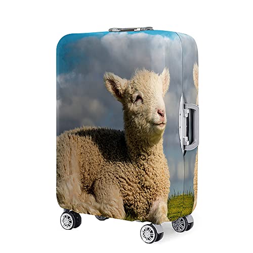 Mateju 18"-32" Kofferschutzhülle Schaf 3D - Elastisch Kofferhülle Waschbar Koffer Schutzhülle aus Polyester Kofferschutz Koffer Hülle mit Reißverschluss S-XL (Sonnenschaf,XL) von Mateju