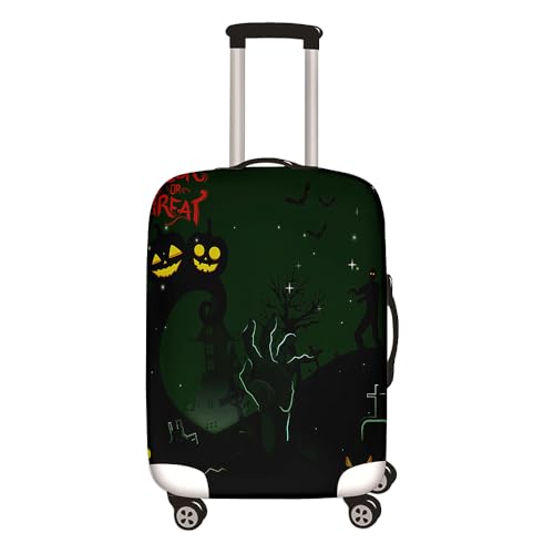 Mateju 3D Halloween Kofferschutzhülle Elastisch Kofferhülle, Gepäck Cover 18-32 Zoll Reisekoffer Hülle Trolley Case Schutzhülle Waschbare Staubdichte Kofferbezug (Dunkelgrün,M) von Mateju