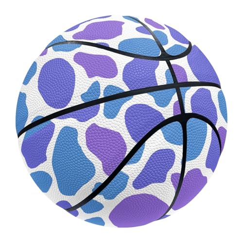 Mateju Basketball PU-Leder 3D-Leopard Basketball Outdoor & Indoor, Abriebfeste Basketball Kinder Größe 5&7, Basketbälle mit 1 Ballnetz für Ausbildung, Wettbewerbe (7,Blau Violett) von Mateju