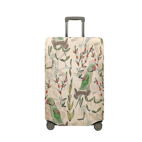 Mateju Bunter Papagei Kofferschutzhülle Elastisch Kofferhülle, 3D Cover Reisekoffer Hülle Trolley Case Schutzhülle Luggage Cover Kofferbezug 18-32 Zoll (L,Khaki) von Mateju