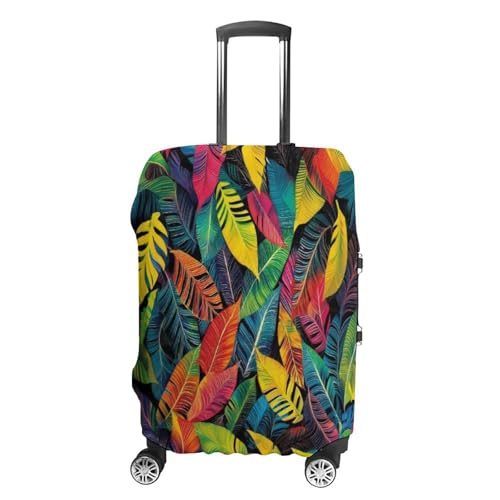 Mateju Buntes Blatt Druck Kofferschutzhülle Elastisch Kofferhülle, Gepäck Cover Reisekoffer Hülle Trolley Case Schutzhülle Waschbare Staubdichte Kofferbezug (Farbenfroh 10,L) von Mateju