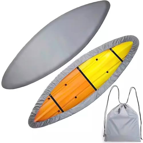 Mateju Kayak -Abdeckung, Universal Kajak Abdeckung, wasserdichte Kajak -Deck Tasche für den Außenlager für Fischerboot/Kajak/Kanu/Paddelbrett (Grau,5.1-5.5m/16.7ft-18ft) von Mateju