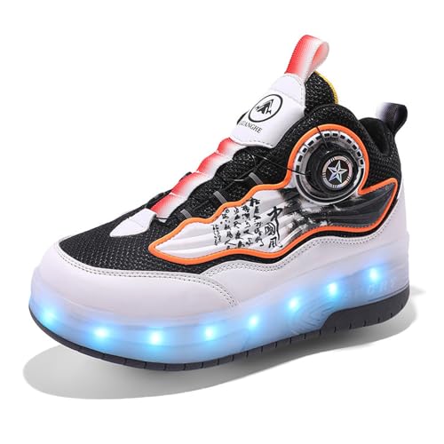 Mateju Kinder Schuhe mit Rollen für Jungen Mädchen Rollschuhe Schuhe mit 4 Rollen 2 in 1 Abnehmbar Rollen Schuhe, Damen Herren Roller Schuhe Turnschuhe Skateboardschuhe 29-42 EU von Mateju