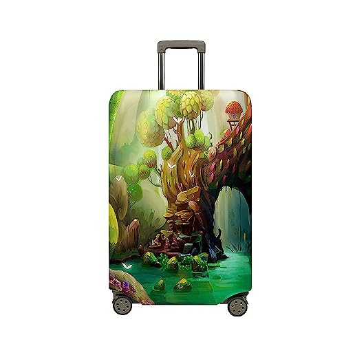 Mateju Kofferschutzhülle Elastisch Kofferhülle, 3D Grüne Situation-Kollektion Cover Reisekoffer Hülle Trolley Case Schutzhülle Luggage Cover Kofferbezug 18-32 Zoll (Dachstuhl 7,M) von Mateju