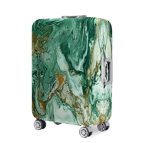 Mateju Kofferschutzhülle Elastisch Kofferhülle, 3D Vergoldet Cover Reisekoffer Hülle Trolley Case Schutzhülle Luggage Cover Waschbare Staubdichte Kofferbezug (Grün glasiert,L) von Mateju