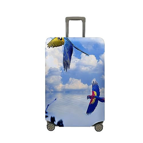 Mateju Kofferschutzhülle Elastisch Kofferhülle, 3D Zwei Papageien-Kollektion Cover Reisekoffer Hülle Trolley Case Schutzhülle Luggage Cover Kofferbezug 18-32 Zoll (Vogel 5,L) von Mateju