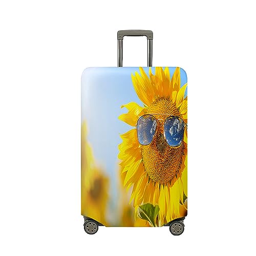 Mateju Kofferschutzhülle Elastisch Kofferhülle, Sonnenblumengarten Cover Reisekoffer Hülle Trolley Case Schutzhülle Luggage Cover Waschbare Staubdichte Kofferbezug (Sonnenbrille,XL) von Mateju