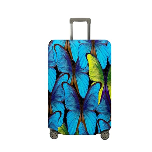 Mateju Kofferschutzhülle Elastisch Kofferhülle 18-32 Zoll, 3D-Aqua-Schmetterling Cover Reisekoffer Hülle Trolley Case Schutzhülle Luggage Cover Kofferbezug (Blau,M) von Mateju