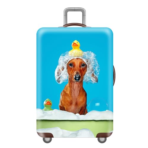 Mateju Kofferschutzhülle Elastisch Kofferhülle 18-32 Zoll, 3D Hund Gepäck Cover Reisekoffer Hülle Trolley Case Schutzhülle Staubdichte Kofferbezug (Blau,S) von Mateju