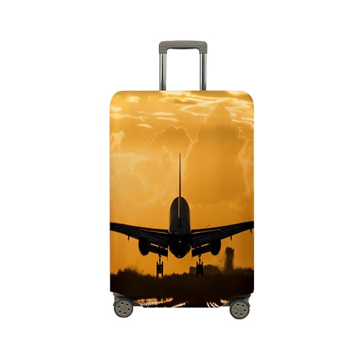 Mateju Kofferschutzhülle Elastisch Kofferhülle 18-32 Zoll, 3D Schatten Eines Flugzeugs Cover Reisekoffer Hülle Trolley Case Schutzhülle Luggage Cover Kofferbezug (Gelb,S) von Mateju