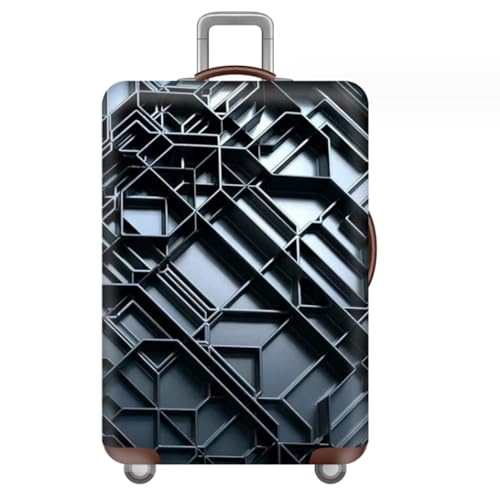 Mateju Kofferschutzhülle Elastisch Kofferhülle 18-32 Zoll, Gepäck Cover 3D Geometrien Reisekoffer Hülle Trolley Case Schutzhülle Staubdichte Kofferbezug (Dunkelgrün,L) von Mateju