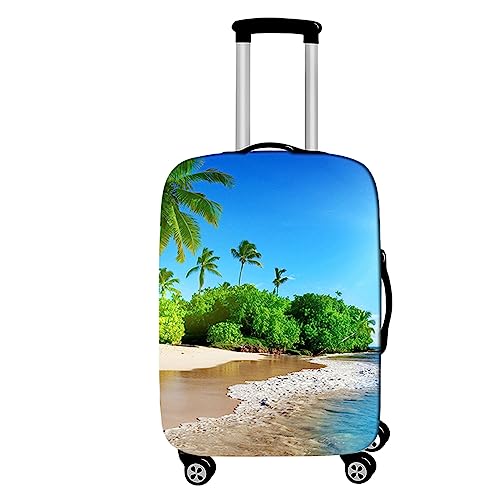 Mateju Kofferschutzhülle Elastisch Kofferhülle 18-32 Zoll, Gepäck Cover Reisekoffer Hülle Trolley Case Schutzhülle Luggage Cover Waschbare Staubdichte Kofferbezug (Wälder am Meer,M) von Mateju