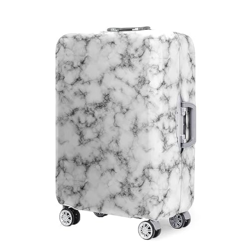 Mateju Kofferschutzhülle Elastisch Kofferhülle 19-32 Zoll, 3D-Marmormuster Gepäck Cover Reisekoffer Hülle Trolley Case Schutzhülle Luggage Cover Waschbare Staubdichte (Weiß,S) von Mateju