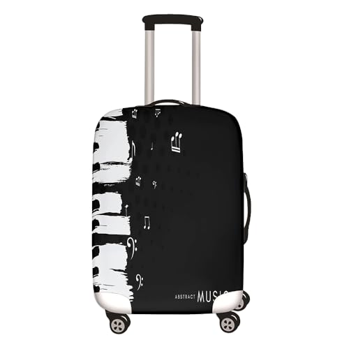 Mateju Musiknoten Druck Kofferschutzhülle Elastisch Kofferhülle, Gepäck Cover Reisekoffer Hülle Trolley Case Schutzhülle Waschbare Staubdichte Kofferbezug (Schwarz,L) von Mateju