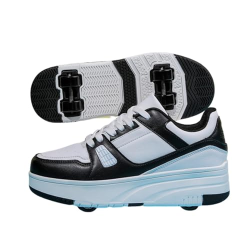 Mateju Schuhe mit Rollen für Jungen Mädchen, Kinder Rollschuhe Schuhe mit 4 Rollen Turnschuhe Versenkbarer, 2-in-1 Roller Schuhe Turnschuhe Skateboardschuhe 32 EU Schwarz von Mateju