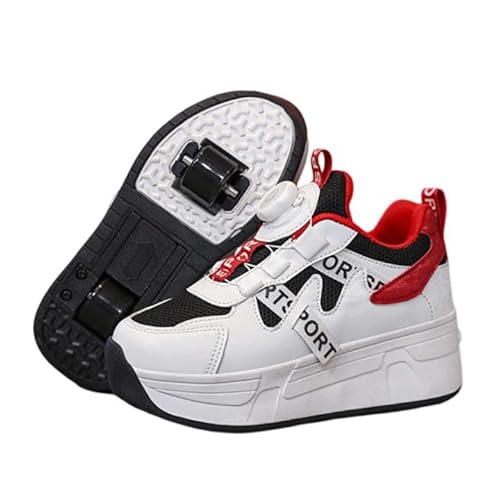 Mateju Schuhe mit Rollen für Mädchen Jungen Kinder Rollschuhe Schuhe mit 2 Rollen, Damen Herren 2 in 1 Turnschuhe Versenkbarer Roller Schuhe Turnschuhe Skateboardschuhe von Mateju