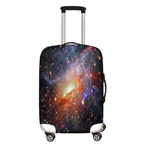 Mateju Sternenhimmel Druck Kofferschutzhülle Elastisch Kofferhülle, Gepäck Cover Reisekoffer Hülle Trolley Case Schutzhülle Waschbare Staubdichte Kofferbezug (Orange,XL) von Mateju