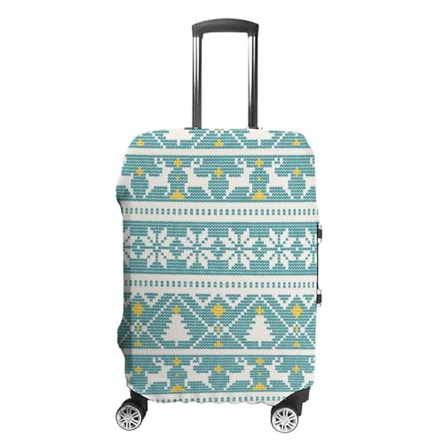 Mateju Weihnachten Druck Kofferschutzhülle Elastisch Kofferhülle, Gepäck Cover Reisekoffer Hülle Trolley Case Schutzhülle Waschbare Staubdichte Kofferbezug (Hellblau,S) von Mateju