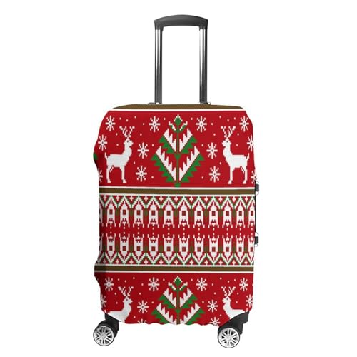 Mateju Weihnachten Druck Kofferschutzhülle Elastisch Kofferhülle, Gepäck Cover Reisekoffer Hülle Trolley Case Schutzhülle Waschbare Staubdichte Kofferbezug (Rot,S) von Mateju