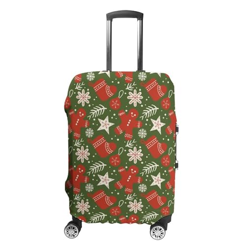 Mateju Weihnachten Druck Kofferschutzhülle Elastisch Kofferhülle, Gepäck Cover Reisekoffer Hülle Trolley Case Schutzhülle Waschbare Staubdichte Kofferbezug (Rot Grün 1,S) von Mateju