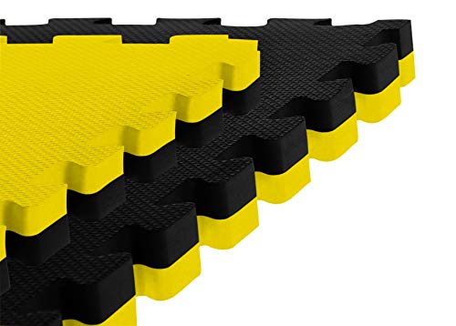 Sportmatte -Checker- 1x1m Kampfsportmatte, EVA Kampfsportmatten (4 cm, schwarz/gelb) von MattenHai