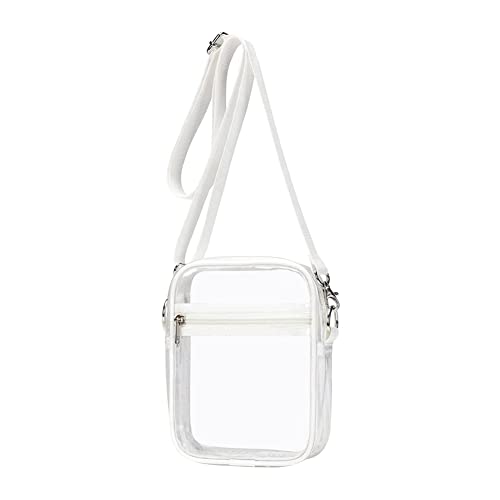 Mauedest Transparente Tasche, Stadion-zugelassen, transparente Geldbörse mit verstellbarem Schultergurt, für Sport, Outdoor, Weiß von Mauedest