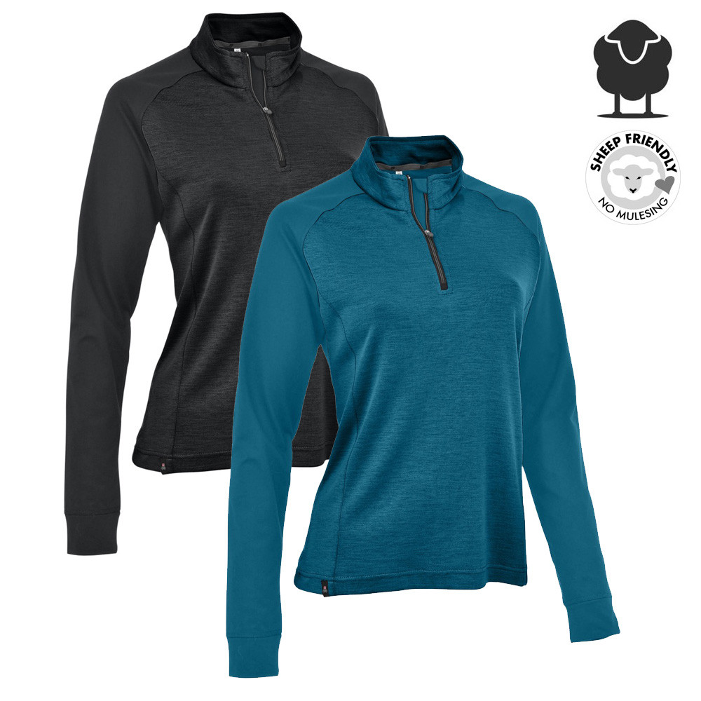 Maul - Brentenkopf Merino Damen Half Zip Wollshirt mit langen Ärmeln von Maul