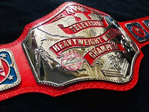 Maxan NWA Championship Belt Echtleder Wrestling Gürtel Erwachsene Größe Rot Large von Maxan