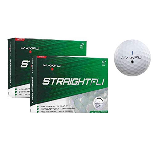 Maxfli StraightFli Golfbälle – längere gerade Flugdistanz (Glänzendes Weiß, 24 Bälle) von Maxfli