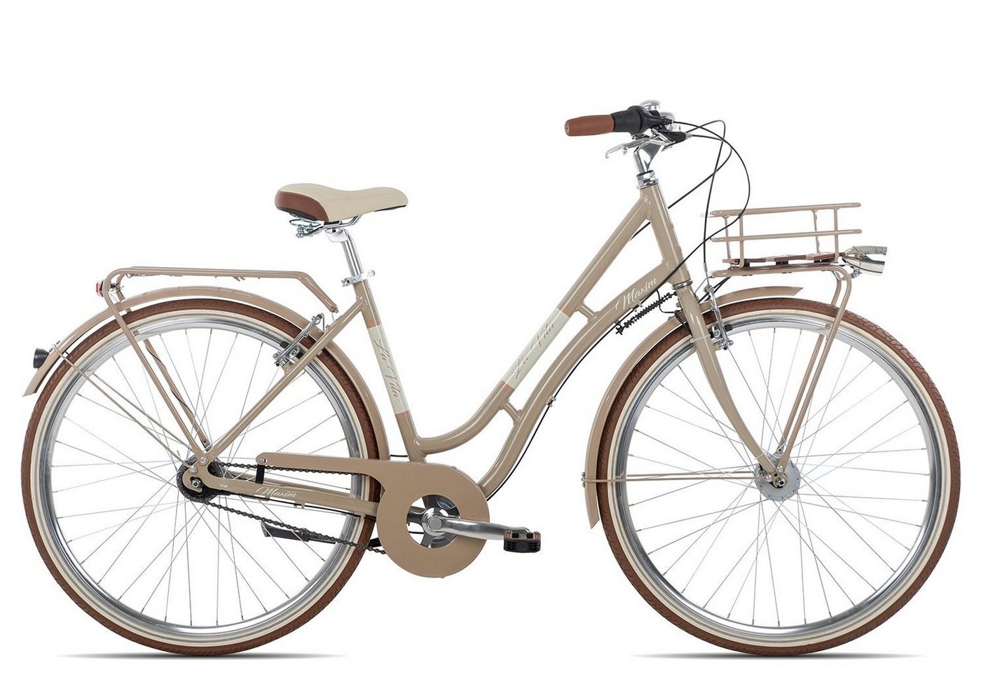 Maxim Cityrad La Vita Nexus, 7 Gang Shimano Nexus 7 Rücktritt Schaltwerk, Damenrad Citybike Tiefeinstieg braun/beige von Maxim