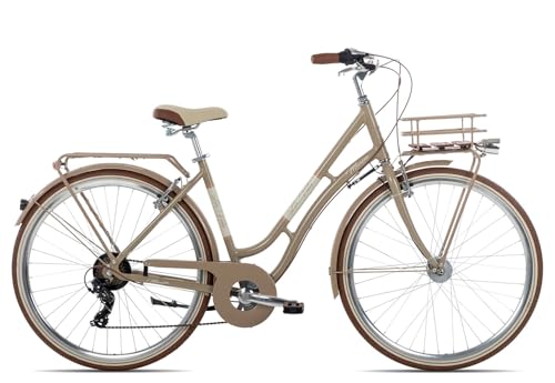 Maxim La Vita Damenfarrad 28 Zoll 7 Gang Citybike aus Aluminium, Farbe:beige, Rahmengröße:45 cm, Laufradgröße:28 Zoll von Maxim