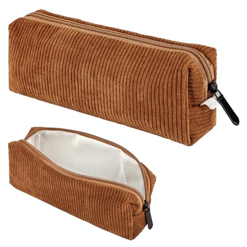 Maxmoc Federmäppchen Cord-Stoff,Mäppchen Cord-Stoff,Federtasche Mädchen,Pencil Case Schulmäppchen,Stiftemappe für Frauen Mädchen (Braun) von Maxmoc