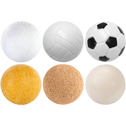 GAMES PLANET Kicker Bälle Mischung, 6 Stück, 6 unterschiedliche Sorten (Kork, PE,PU, ABS), Durchmesser 35mm, Tischfussball Kickerbälle, Kicker-Ball von GAMES PLANET